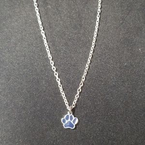 Silvertone Necklace with Dog Paw Charm